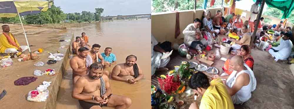 छत्तीसगढ़-रामानुजगंज की कन्हर नदी में श्राद्ध और तर्पण करने उमड़ी भीड़