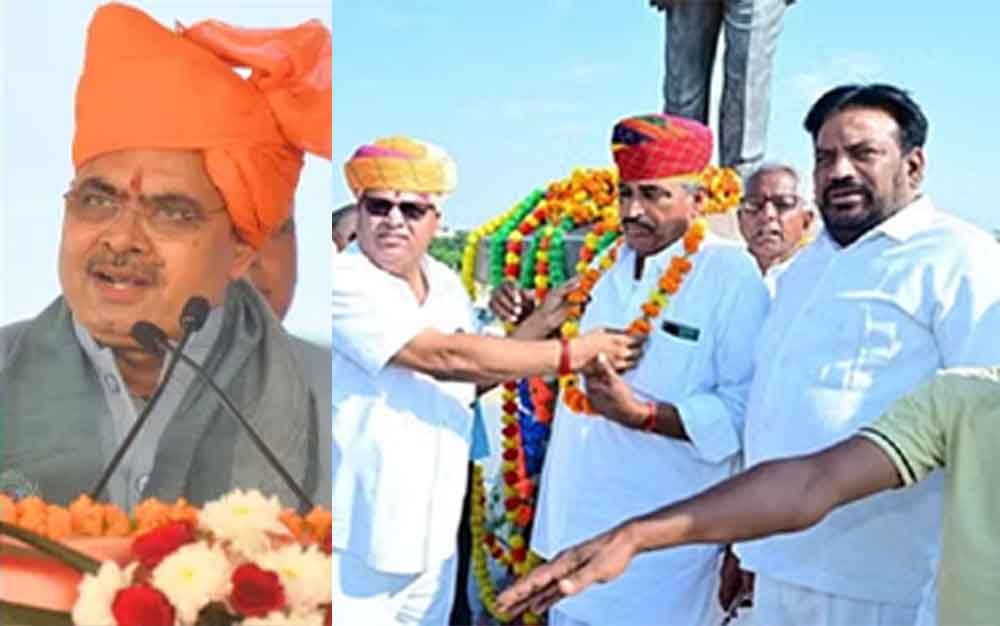 राजस्थान-नागौर से खींवसर बीजेपी प्रत्याशी रेवंतराम डांगा पहुंचे खरनाल