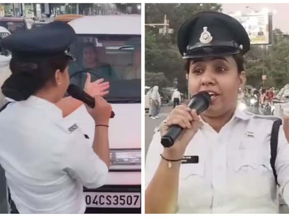 इंदौर की महिला ट्रैफिक पुलिसकर्मी का VIDEO वायरल, यातायात नियम समझाने का अनोखा तरीका